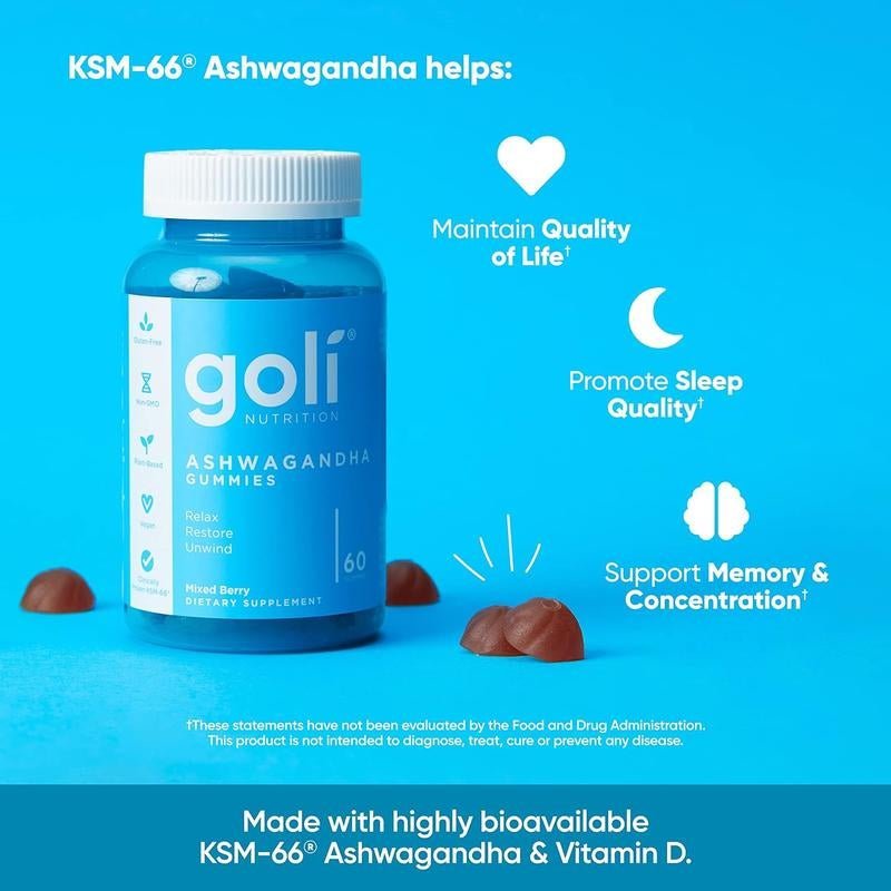 Ashwagandha + Vitamin D Gummies – Vegan Stress Relief, Mood, Energy & Immunity Support | Non - GMO, Gluten - Free - Everbeaut