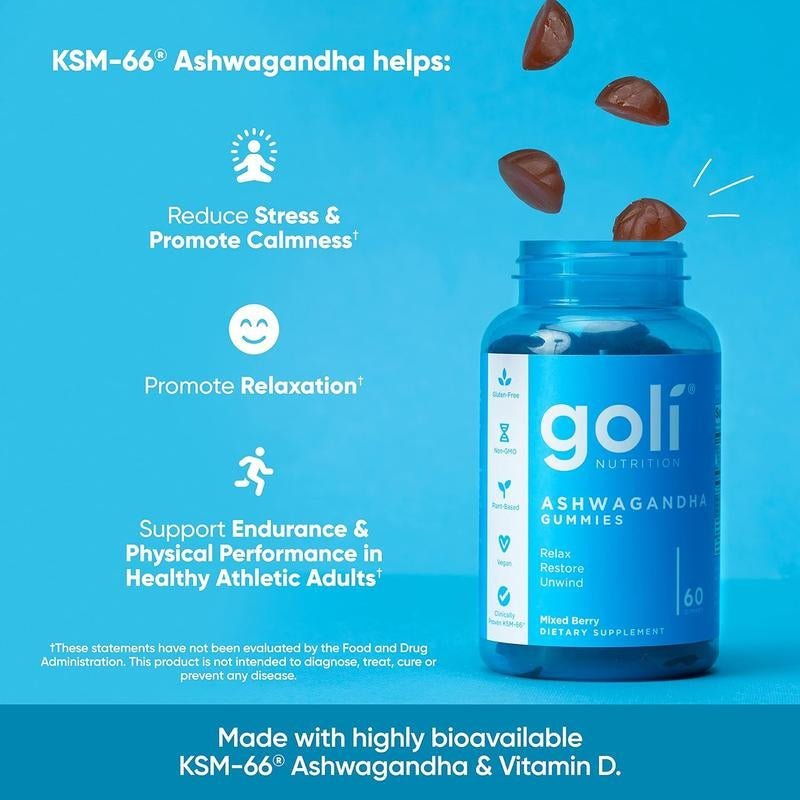 Ashwagandha + Vitamin D Gummies – Vegan Stress Relief, Mood, Energy & Immunity Support | Non - GMO, Gluten - Free - Everbeaut