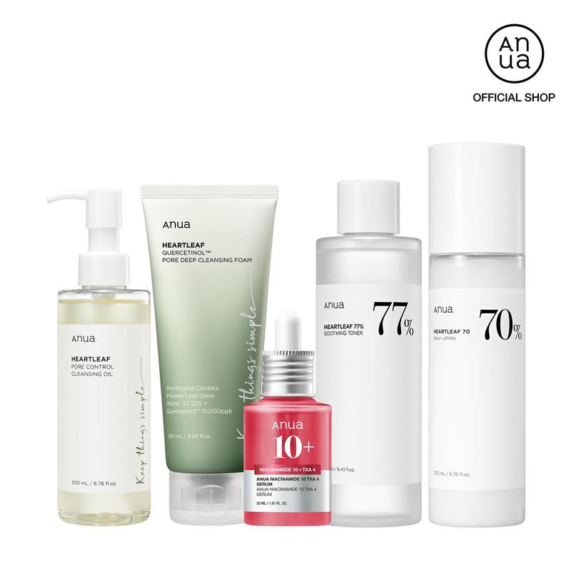 Anua Official Viral Ultimate Glass Skin Bundle – Salmon PDRN + Niacinamide + Double Cleansing + Collagen Mask | Korean Daily Skincare Kit for Hydration, Brightening & Calming – Premium Health & Beauty Product by Everbeaut.