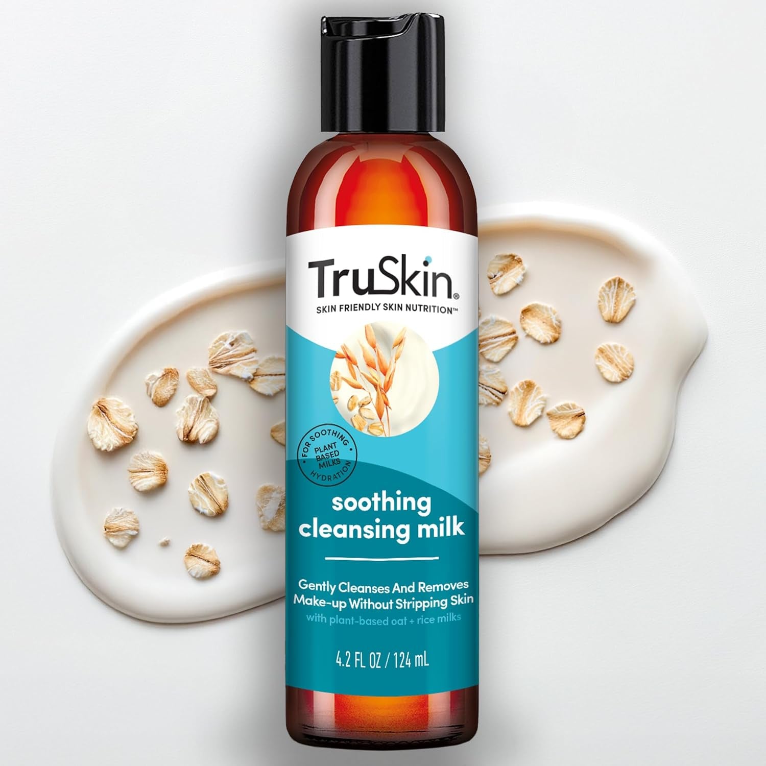 Soothing Cleansing Milk for Face – Gentle Facial Cleanser for Sensitive Skin with Plant-Based Rice & Oat Milk plus Hyaluronic Acid - Gently Removes Make-Up without Stripping Skin, 4.2 Fl Oz - Everbeaut