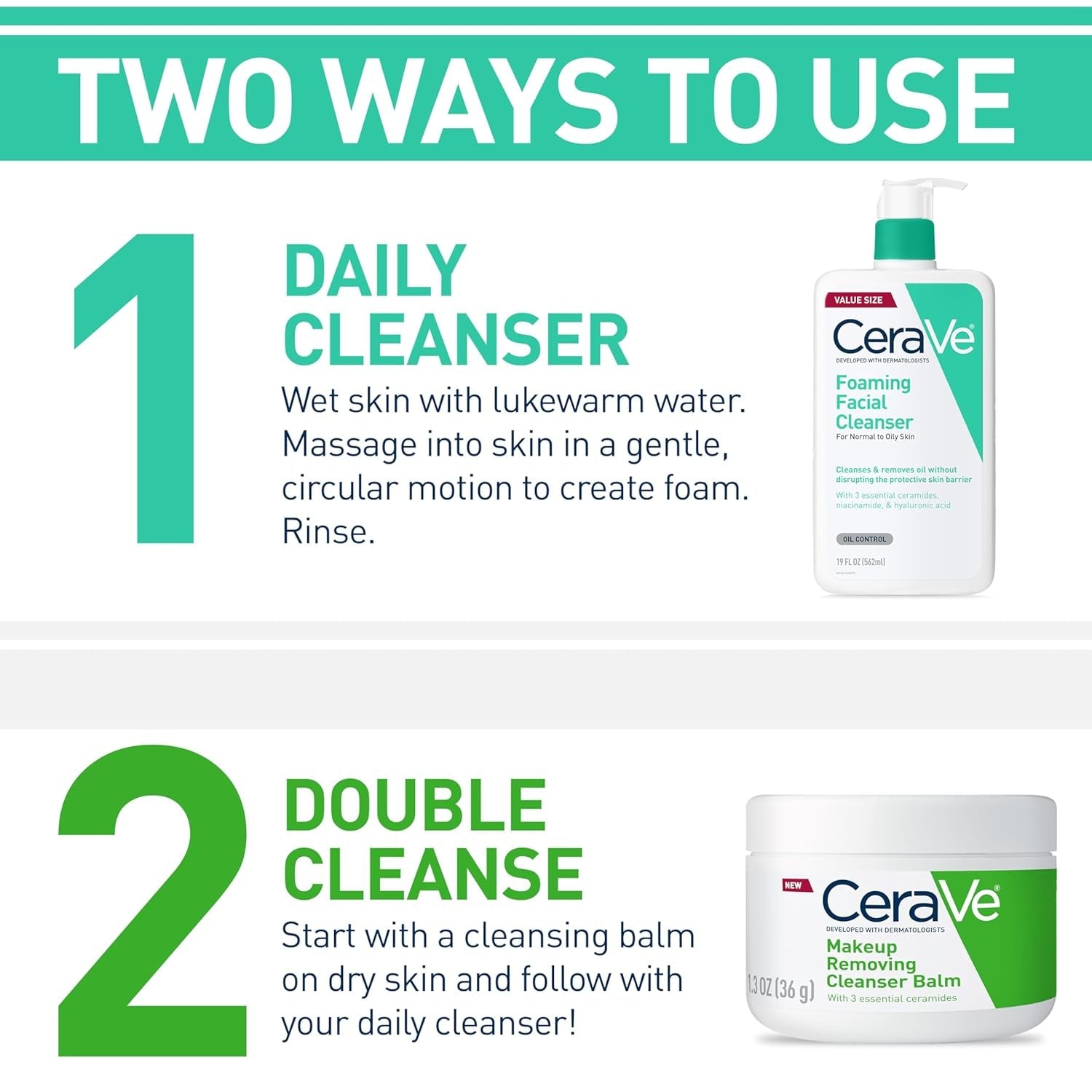 CeraVe Foaming Facial Cleanser – Oil - Free Face Wash with Hyaluronic Acid, Niacinamide & Ceramides for Oily Skin (19 fl oz) - Everbeaut