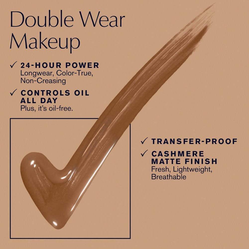 Double Wear Stay - in - Place Foundation – 24 - Hour Matte, Oil - Free Full Coverage Makeup (1 fl oz) - Everbeaut