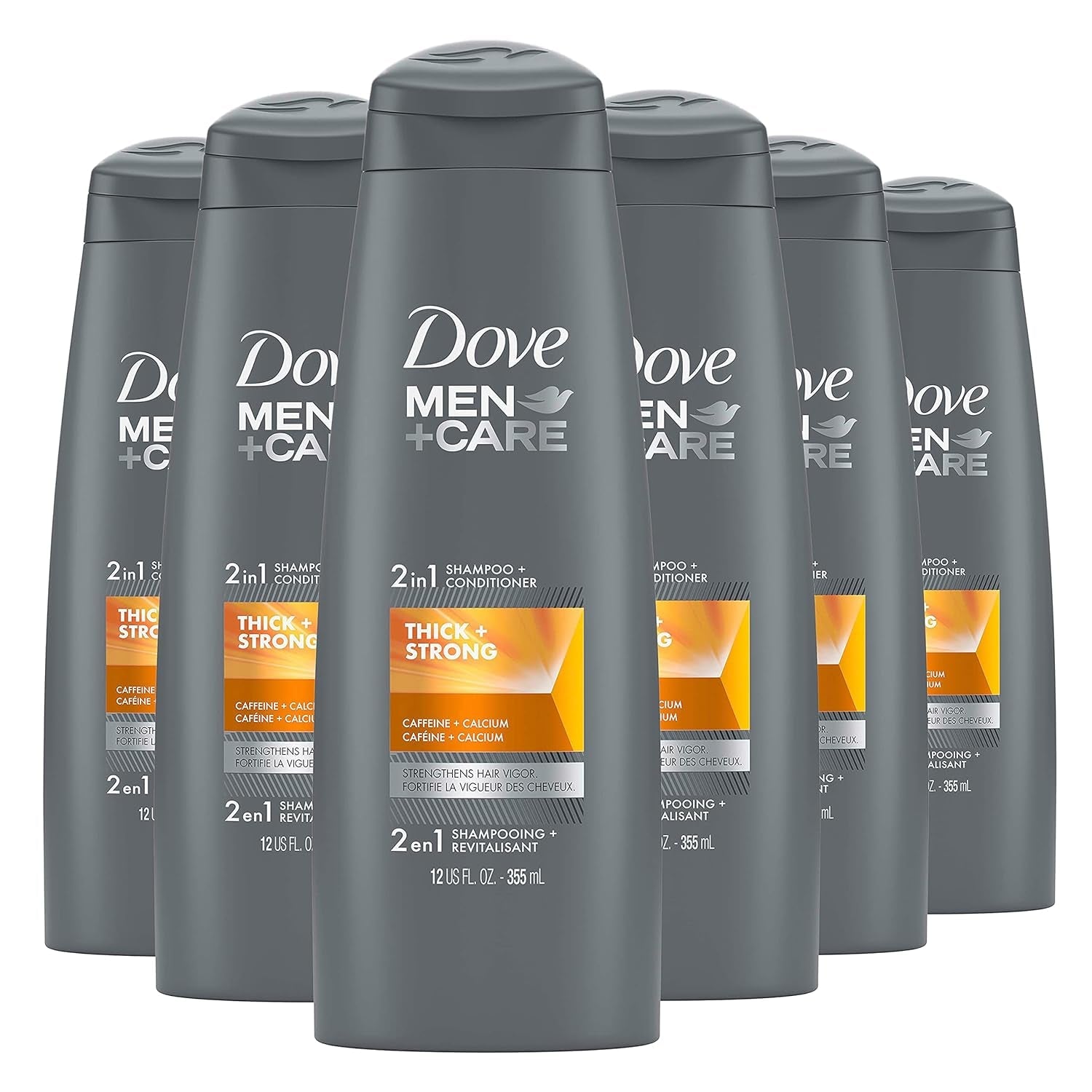 Dove Men+Care Fortifying 2 - in - 1 Shampoo and Conditioner for Men – Thick & Strong Hair Care with Caffeine – Strengthens Thinning Hair – 12 oz Bottles, Pack of 6 - Everbeaut