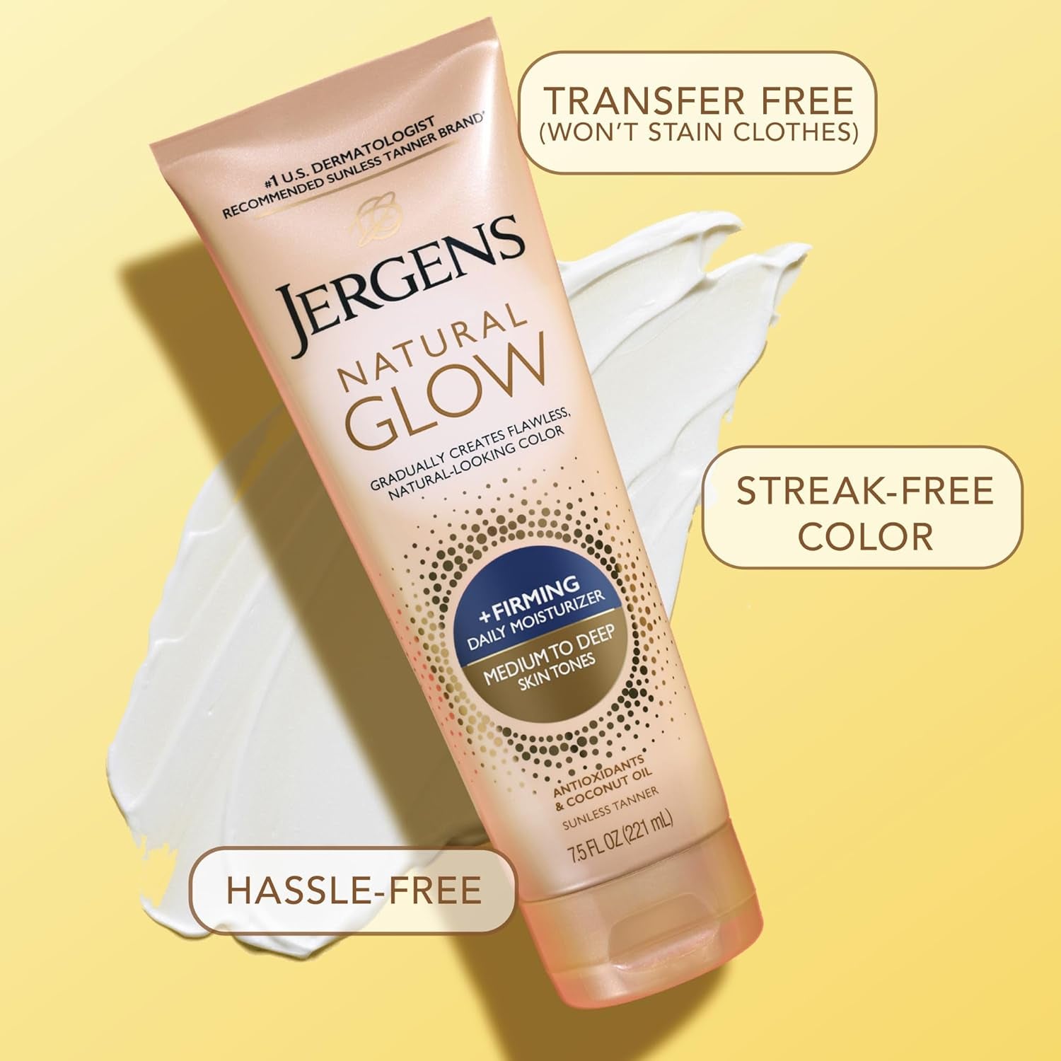 Jergens Natural Glow + Firming Daily Moisturizer for Medium to Tan Skin Tones – Gradual Sunless Tanner & Skin Tightening Lotion with Hydrating Formula, 7.5 oz – Premium Health & Beauty Product by Everbeaut.