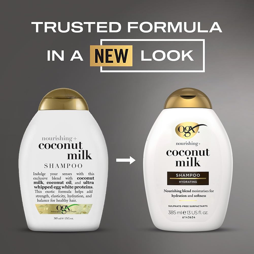 Nourishing + Coconut Milk Moisturizing Shampoo, Hydrating & Restoring Shampoo Moisturizes for Soft Hair after the First Use, Paraben-Free, Sulfate-Free Surfactants, 13 Fl. Oz