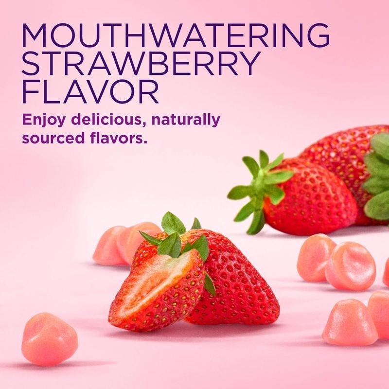 Hair, Skin & Nails Gummies with Biotin (2,500 mcg) + Vitamins C & E – Strawberry Beauty Support Supplement - Everbeaut