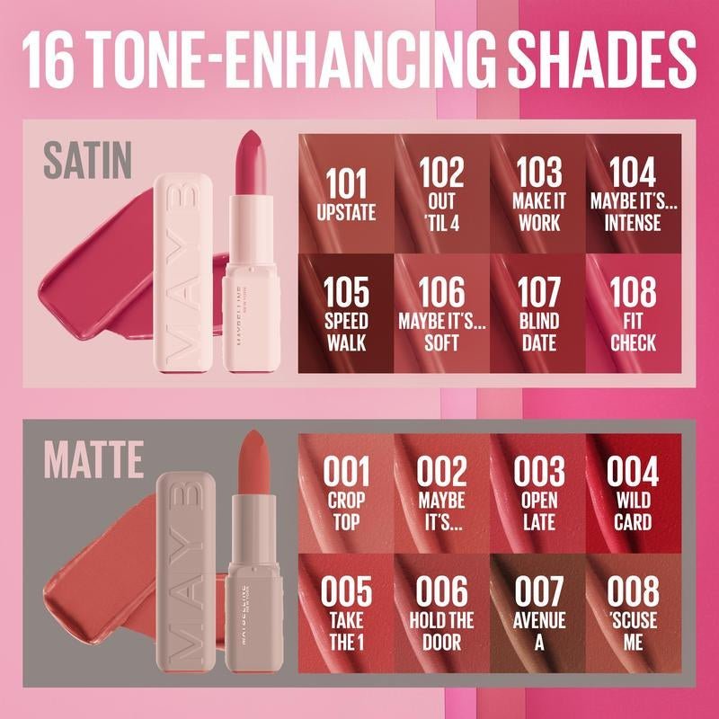 Maybelline Serum Lipstick with Hyaluronic Acid – Long - Lasting Satin & Matte Finish with 8 - Hour Hydration - Everbeaut