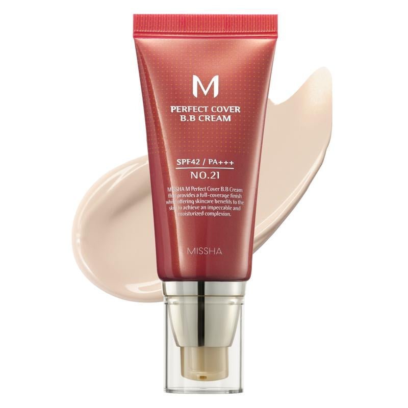 MISSHA M Perfect Cover BB Cream SPF 42 PA+++ – Full - Coverage Korean BB Foundation with Anti - Aging & Brightening - Everbeaut
