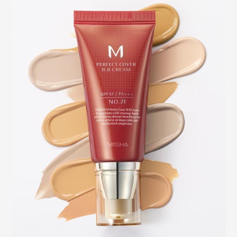 MISSHA M Perfect Cover BB Cream SPF 42 PA+++ – Full - Coverage Korean BB Foundation with Anti - Aging & Brightening - Everbeaut