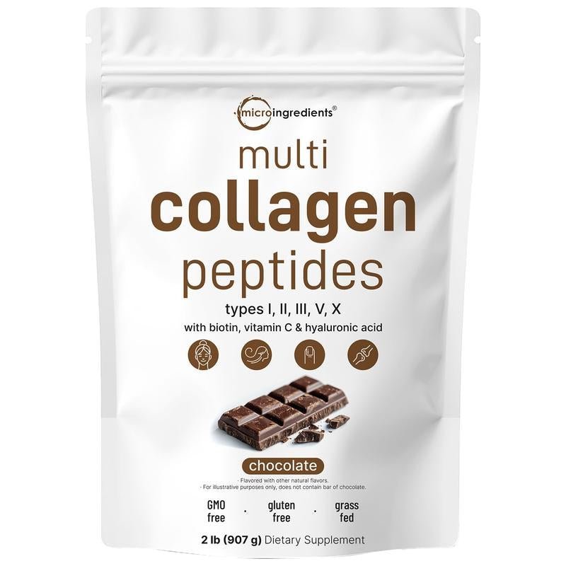 Multi - Collagen Peptides Powder – Types I, II, III, V & X with Biotin, Hyaluronic Acid & Vitamin C - Everbeaut