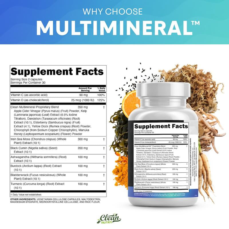 Live Only Vegan Sea Moss, Ashwagandha & Black Seed Oil Multimineral Supplement for Energy & Thyroid Health - Everbeaut