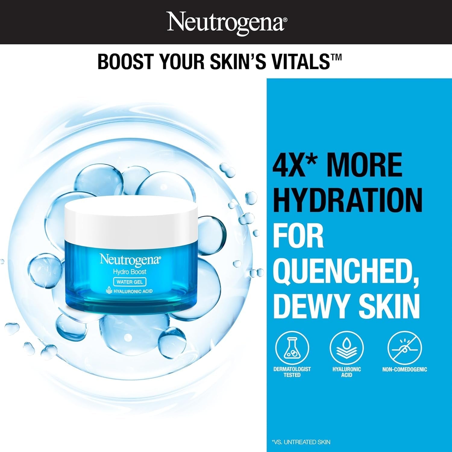 Neutrogena Hydro Boost Water Gel Moisturizer – Oil - Free Hyaluronic Acid Face Cream for 24 - Hour Hydration (1.7 oz) - Everbeaut