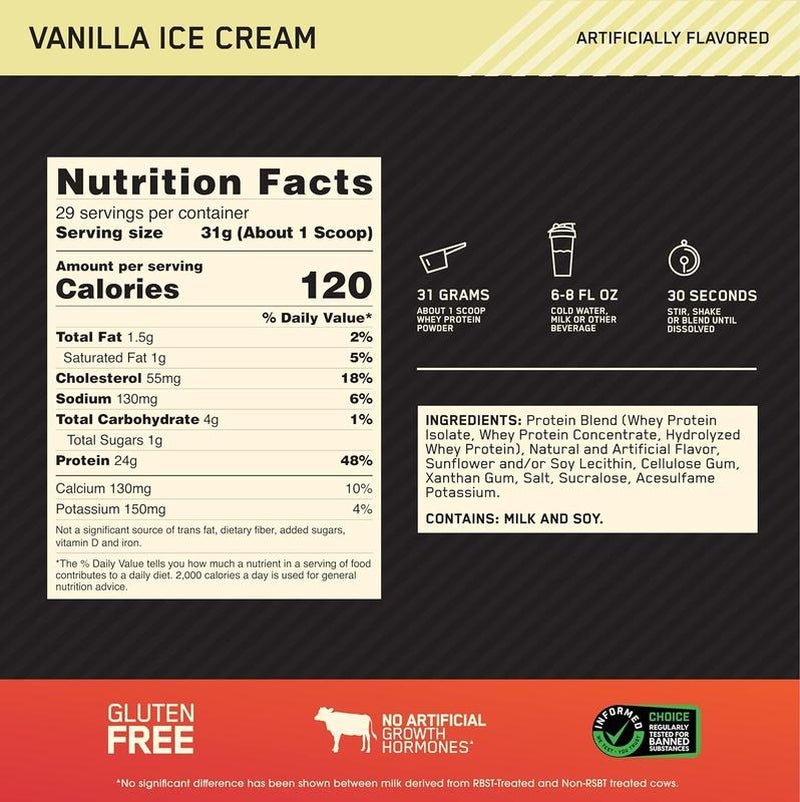 Optimum Nutrition Gold Standard 100% Whey Protein – Cookies & Cream | 24g Protein for Lean Muscle & Recovery (2 lb) - Everbeaut